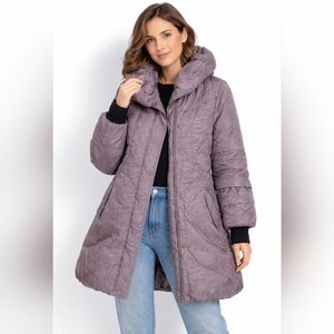 Women's Gray Purple Puffer Coat